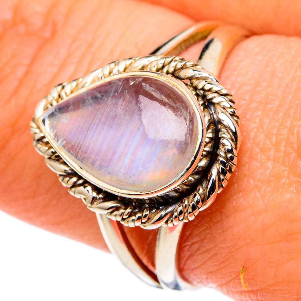 Rainbow Moonstone Rings handcrafted by Ana Silver Co - RING97740