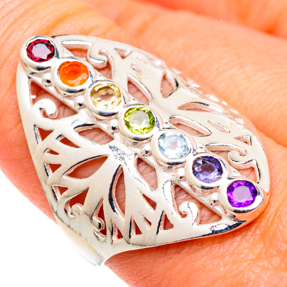 Multi-stone Rainbow Chakra Rings handcrafted by Ana Silver Co - RING97742