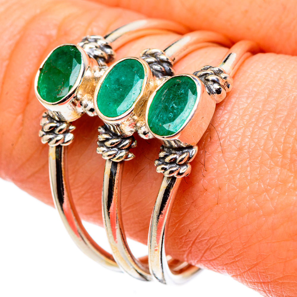 Zambian Emerald Rings handcrafted by Ana Silver Co - RING97757