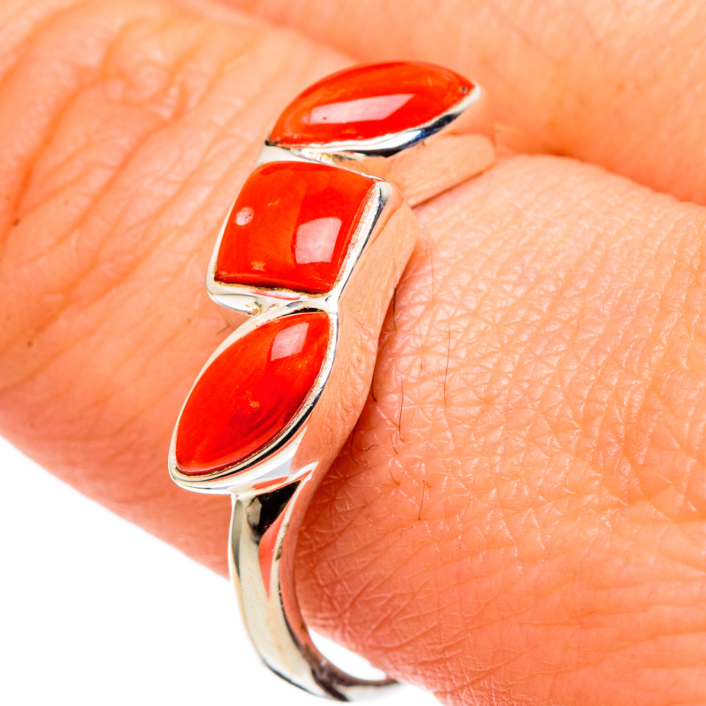Mediterranean Red Coral Rings handcrafted by Ana Silver Co - RING97769