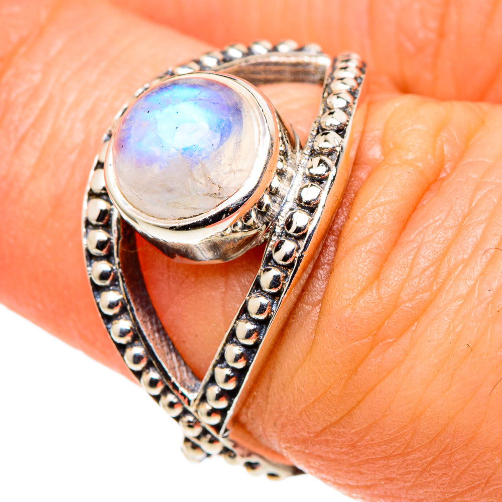 Rainbow Moonstone Rings handcrafted by Ana Silver Co - RING97777
