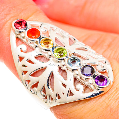 Multi-stone Rainbow Chakra Rings handcrafted by Ana Silver Co - RING97778