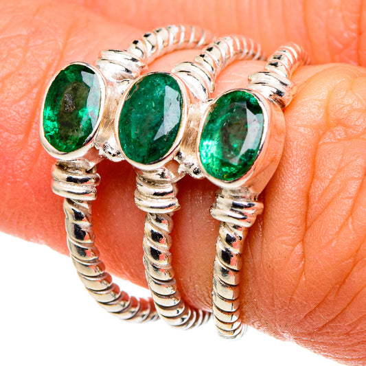 Zambian Emerald Rings handcrafted by Ana Silver Co - RING97796