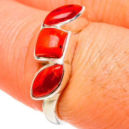 Mediterranean Red Coral Rings handcrafted by Ana Silver Co - RING97807