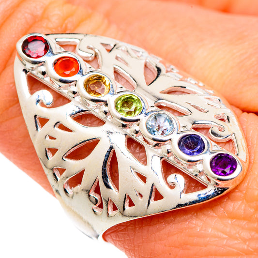 Multi-stone Rainbow Chakra Rings handcrafted by Ana Silver Co - RING97815