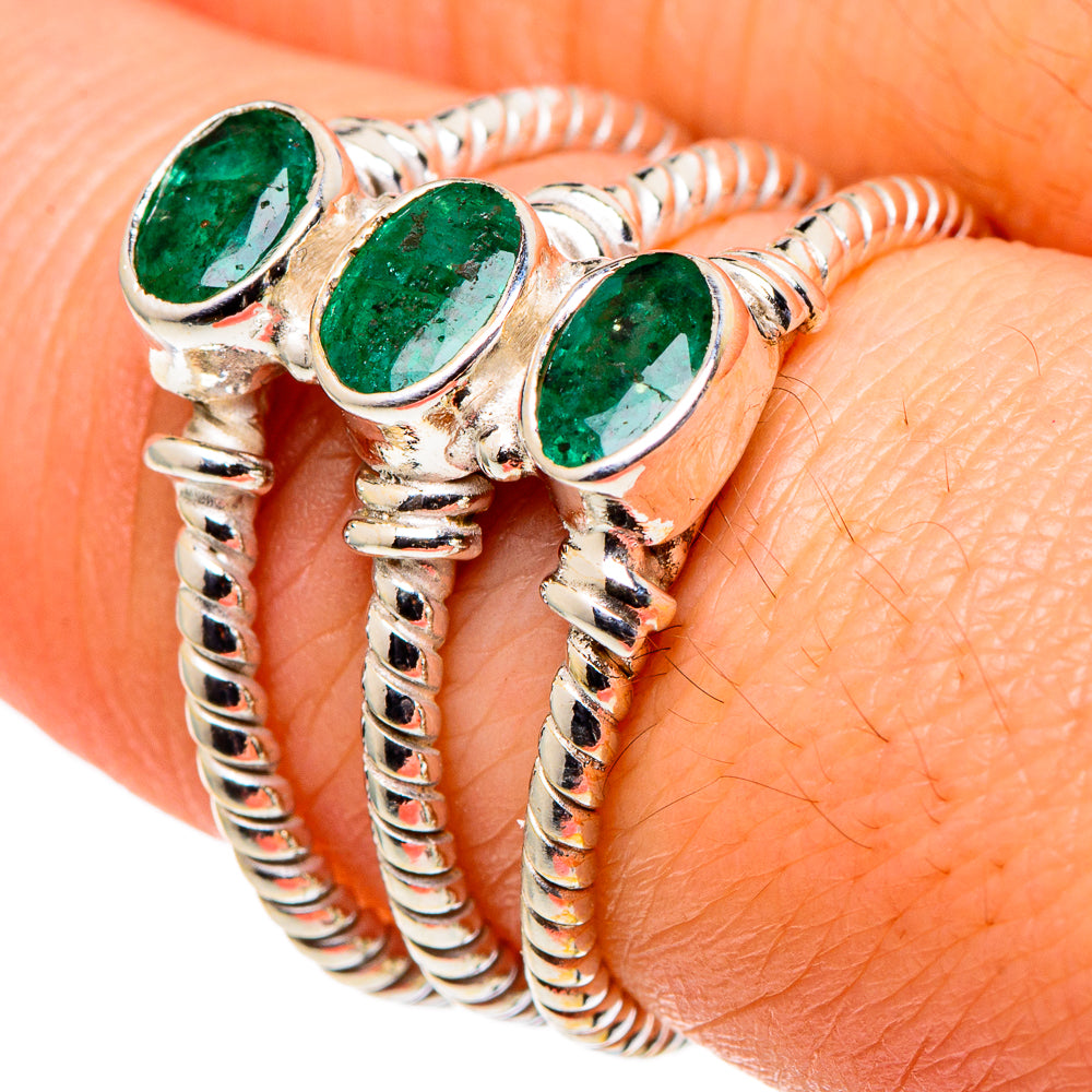 Zambian Emerald Rings handcrafted by Ana Silver Co - RING97832