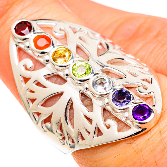 Multi-stone Rainbow Chakra Rings handcrafted by Ana Silver Co - RING97850