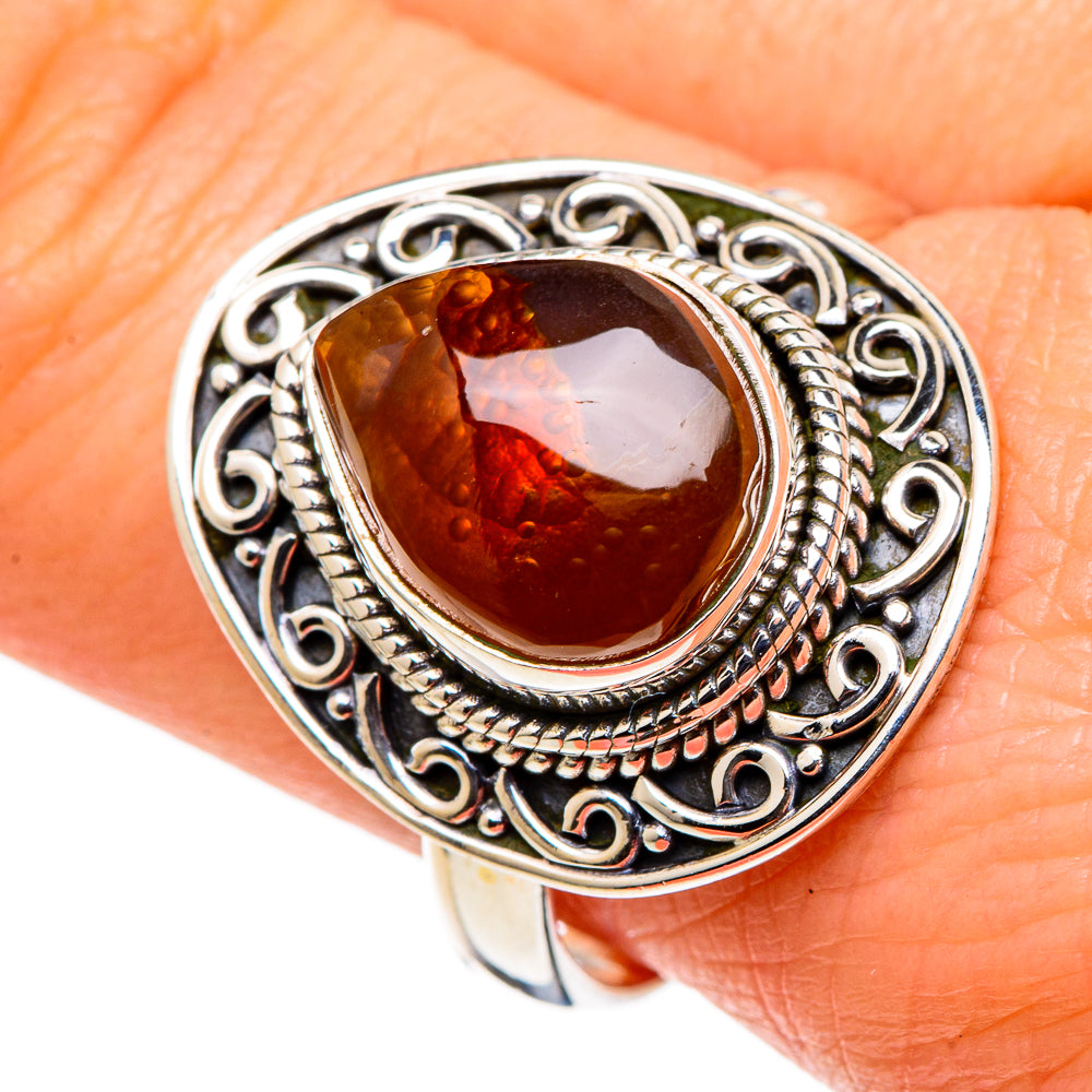 Mexican Fire Agate Rings handcrafted by Ana Silver Co - RING97871