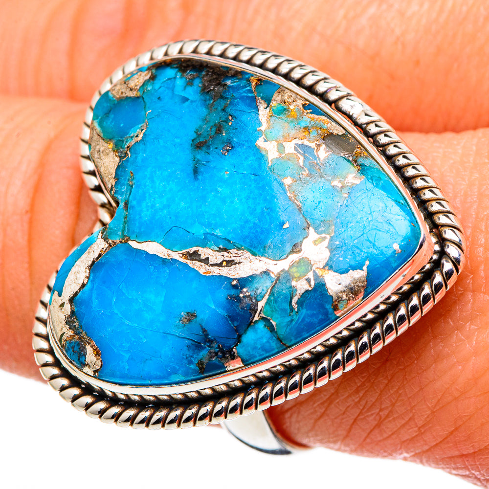 Blue Copper Composite Turquoise Rings handcrafted by Ana Silver Co - RING97891
