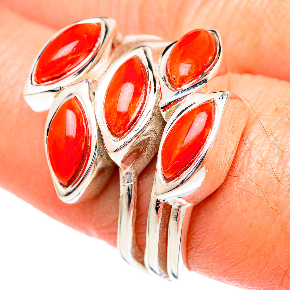 Mediterranean Red Coral Rings handcrafted by Ana Silver Co - RING98014