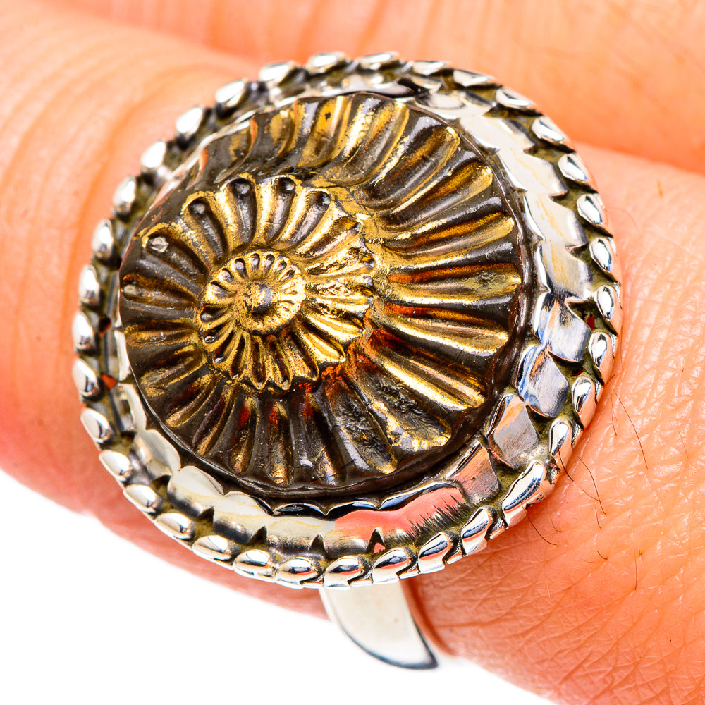 Pyrite Fossil Rings handcrafted by Ana Silver Co - RING98021