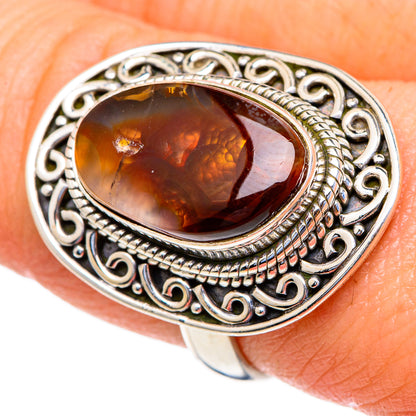 Mexican Fire Agate Rings handcrafted by Ana Silver Co - RING98047