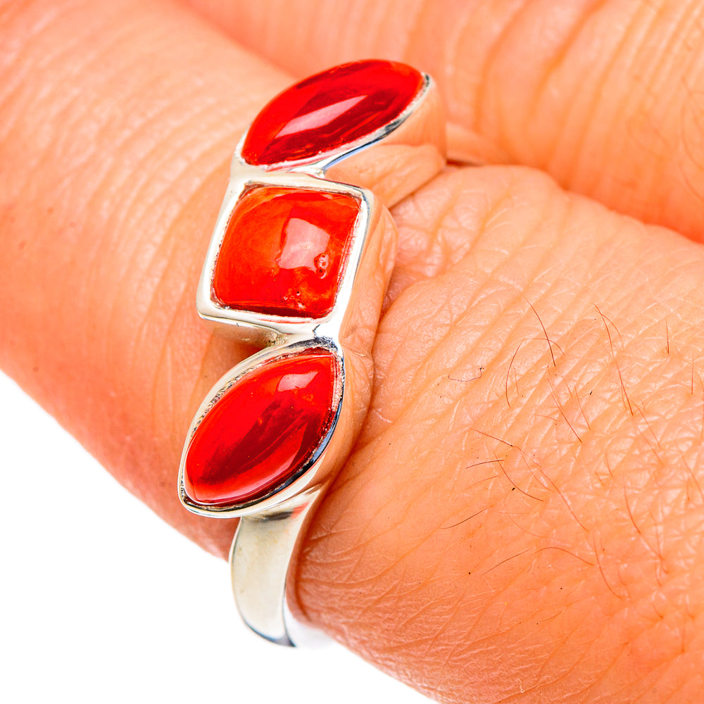 Mediterranean Red Coral Rings handcrafted by Ana Silver Co - RING98054