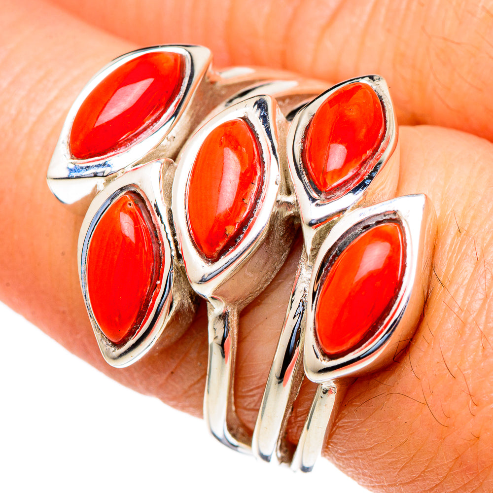 Mediterranean Red Coral Rings handcrafted by Ana Silver Co - RING98055