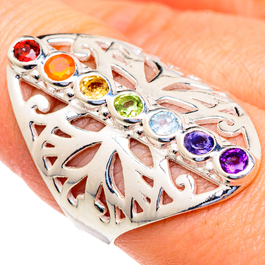 Multi-stone Rainbow Chakra Rings handcrafted by Ana Silver Co - RING98067