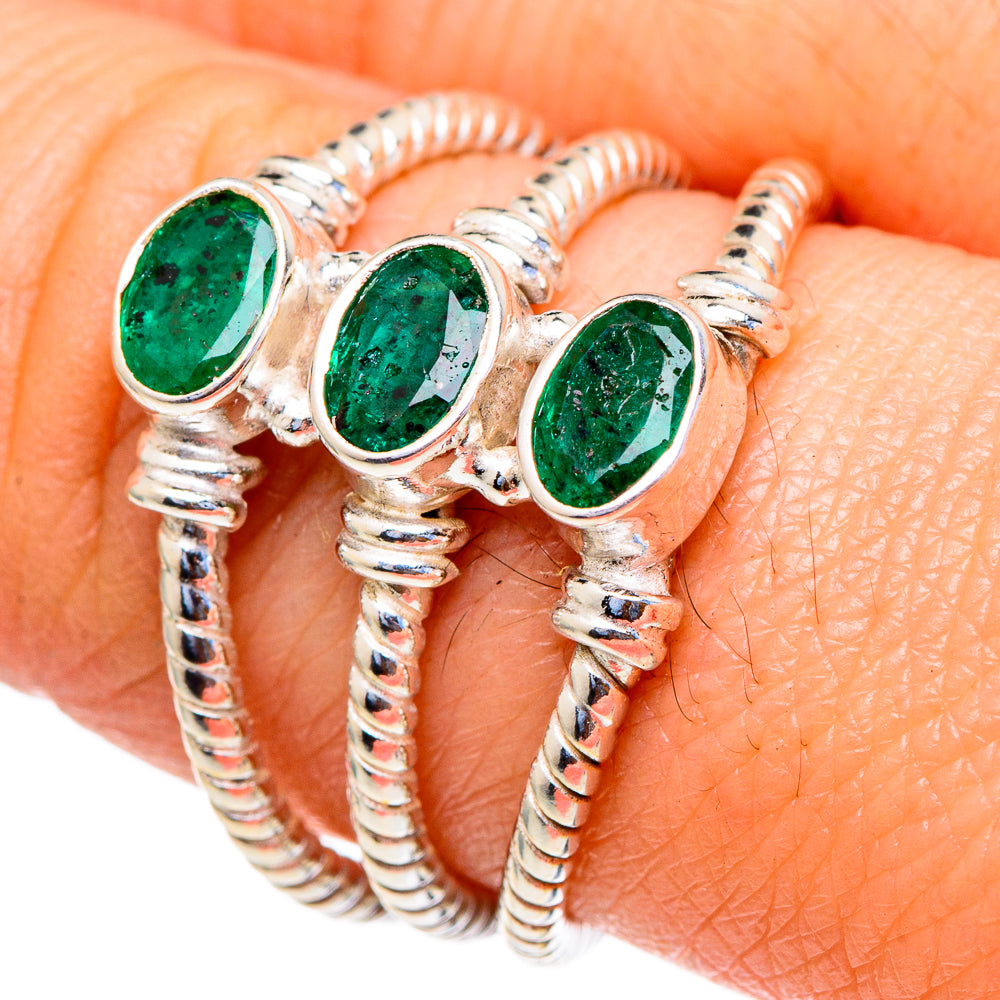 Zambian Emerald Rings handcrafted by Ana Silver Co - RING98083