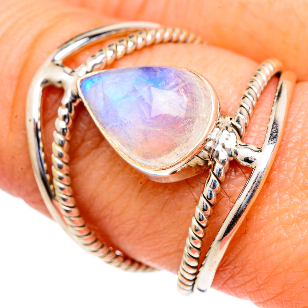 Rainbow Moonstone Rings handcrafted by Ana Silver Co - RING98102
