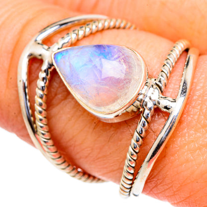 Rainbow Moonstone Rings handcrafted by Ana Silver Co - RING98102