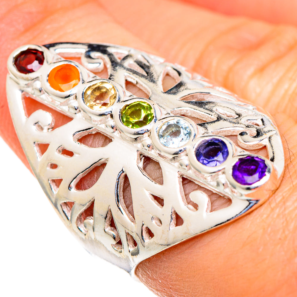 Multi-stone Rainbow Chakra Rings handcrafted by Ana Silver Co - RING98104