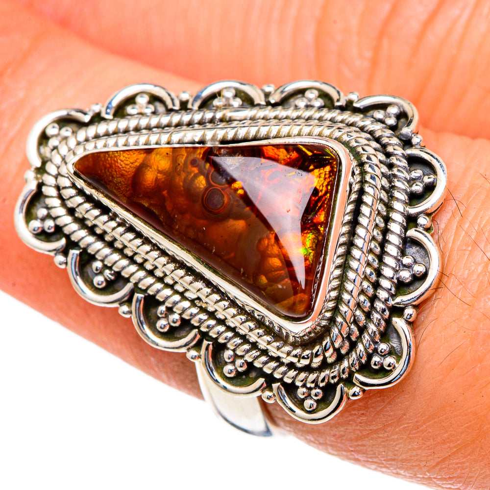 Mexican Fire Agate Rings handcrafted by Ana Silver Co - RING98121