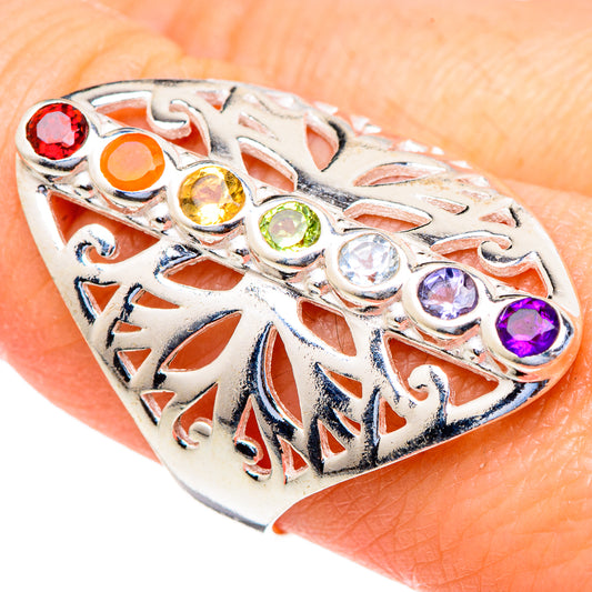 Multi-stone Rainbow Chakra Rings handcrafted by Ana Silver Co - RING98137