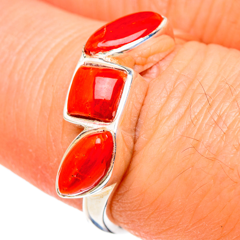Mediterranean Red Coral Rings handcrafted by Ana Silver Co - RING98161