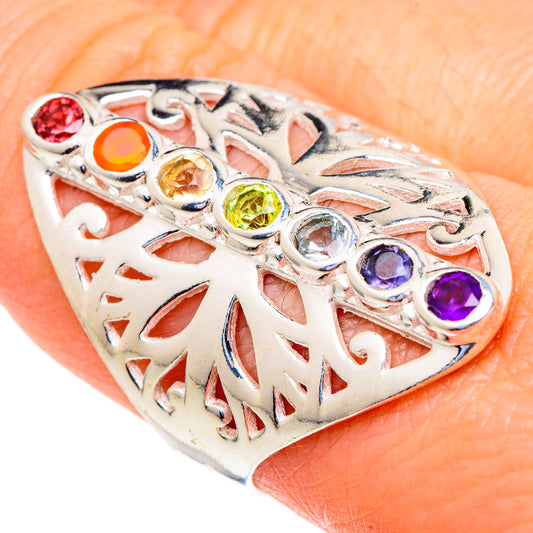 Multi-stone Rainbow Chakra Rings handcrafted by Ana Silver Co - RING98169
