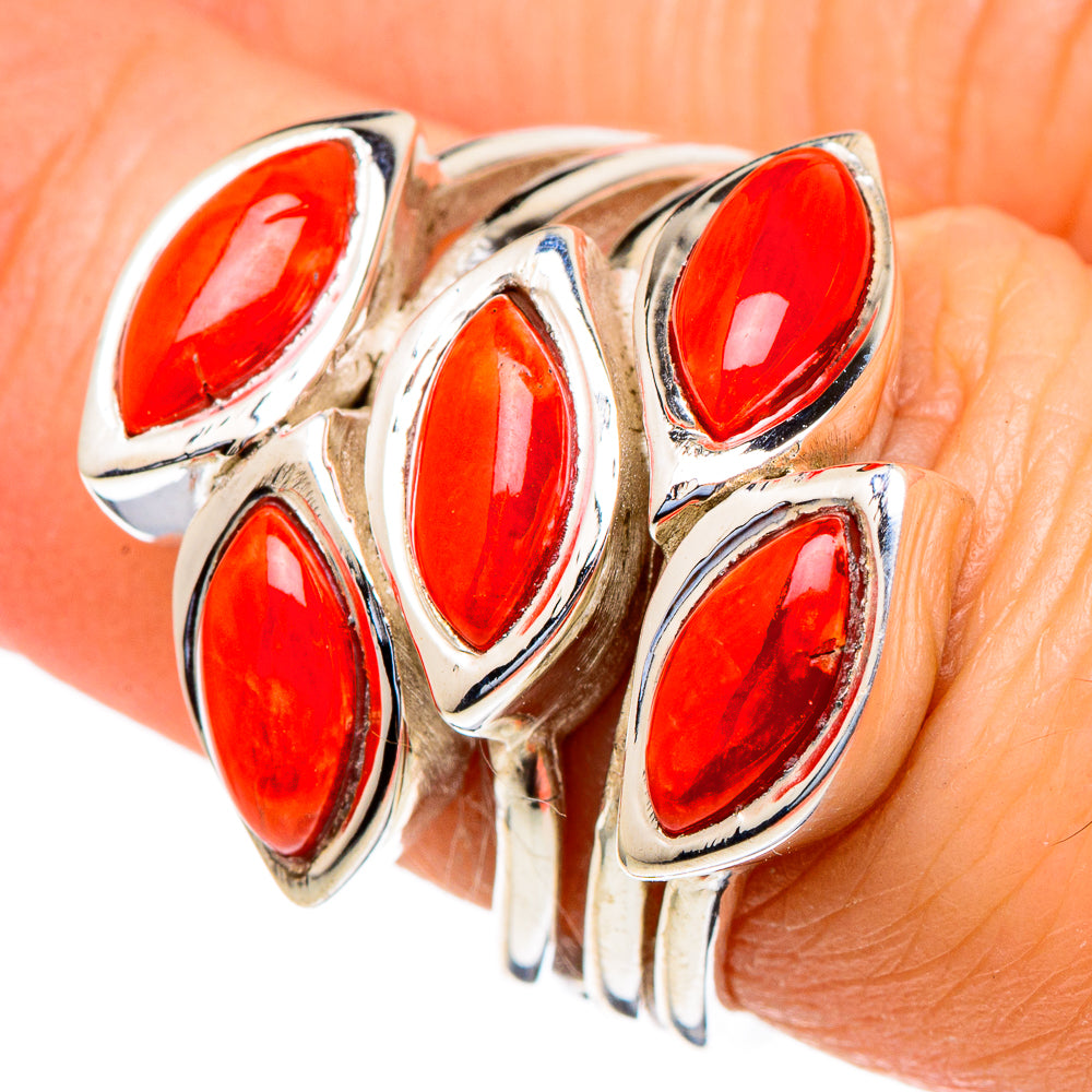 Mediterranean Red Coral Rings handcrafted by Ana Silver Co - RING98192
