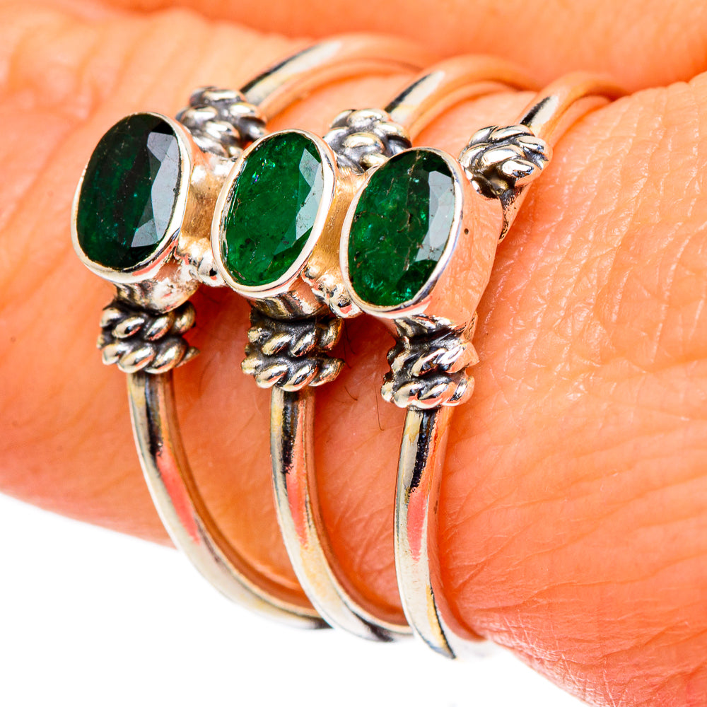 Zambian Emerald Rings handcrafted by Ana Silver Co - RING98209