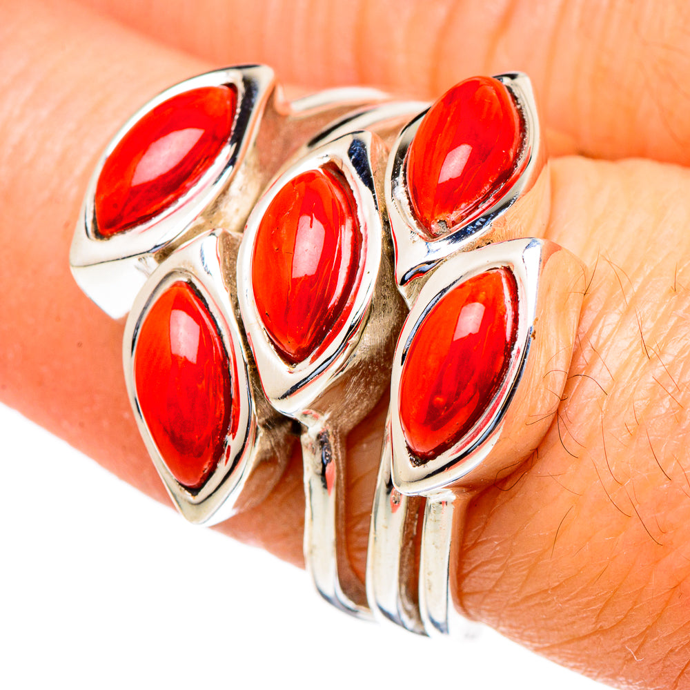 Mediterranean Red Coral Rings handcrafted by Ana Silver Co - RING98221