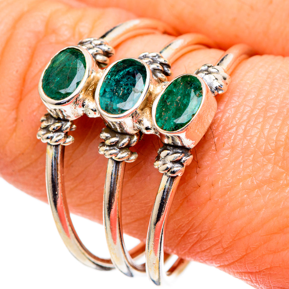 Zambian Emerald Rings handcrafted by Ana Silver Co - RING98240