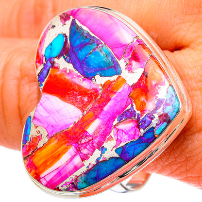 Kingman Pink Dahlia Turquoise Rings handcrafted by Ana Silver Co - RING98271