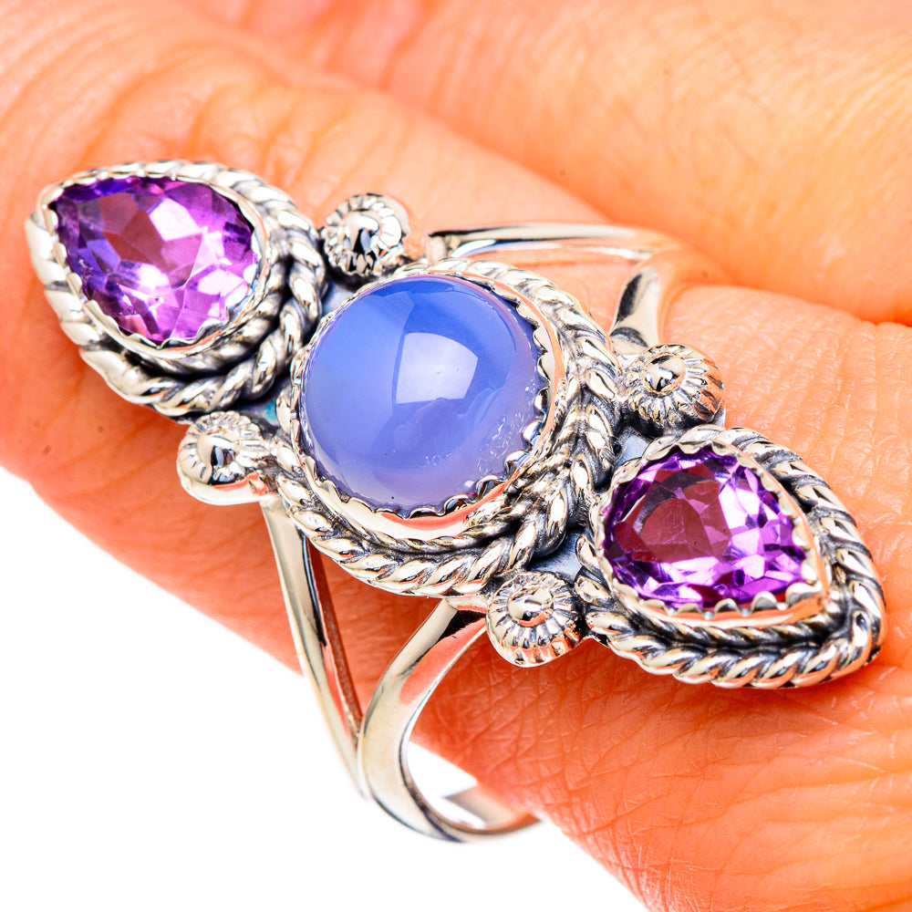 Aqua Chalcedony Rings handcrafted by Ana Silver Co - RING98276