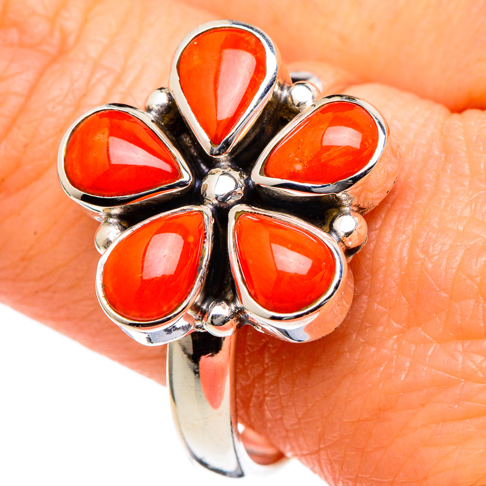 Mediterranean Red Coral Rings handcrafted by Ana Silver Co - RING98314