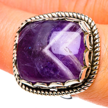Chevron Amethyst Rings handcrafted by Ana Silver Co - RING98323