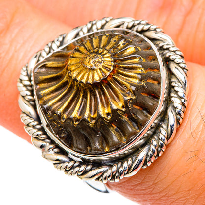 Pyrite Fossil Rings handcrafted by Ana Silver Co - RING98327