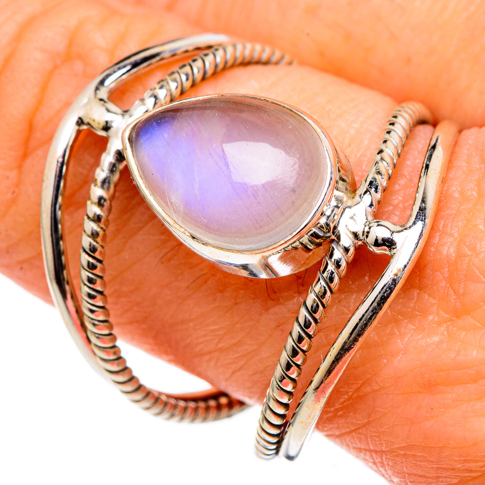 Rainbow Moonstone Rings handcrafted by Ana Silver Co - RING98331