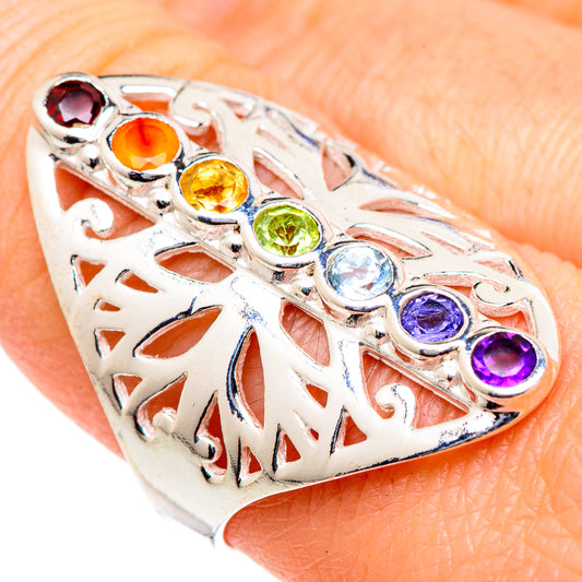 Multi-stone Rainbow Chakra Rings handcrafted by Ana Silver Co - RING98332