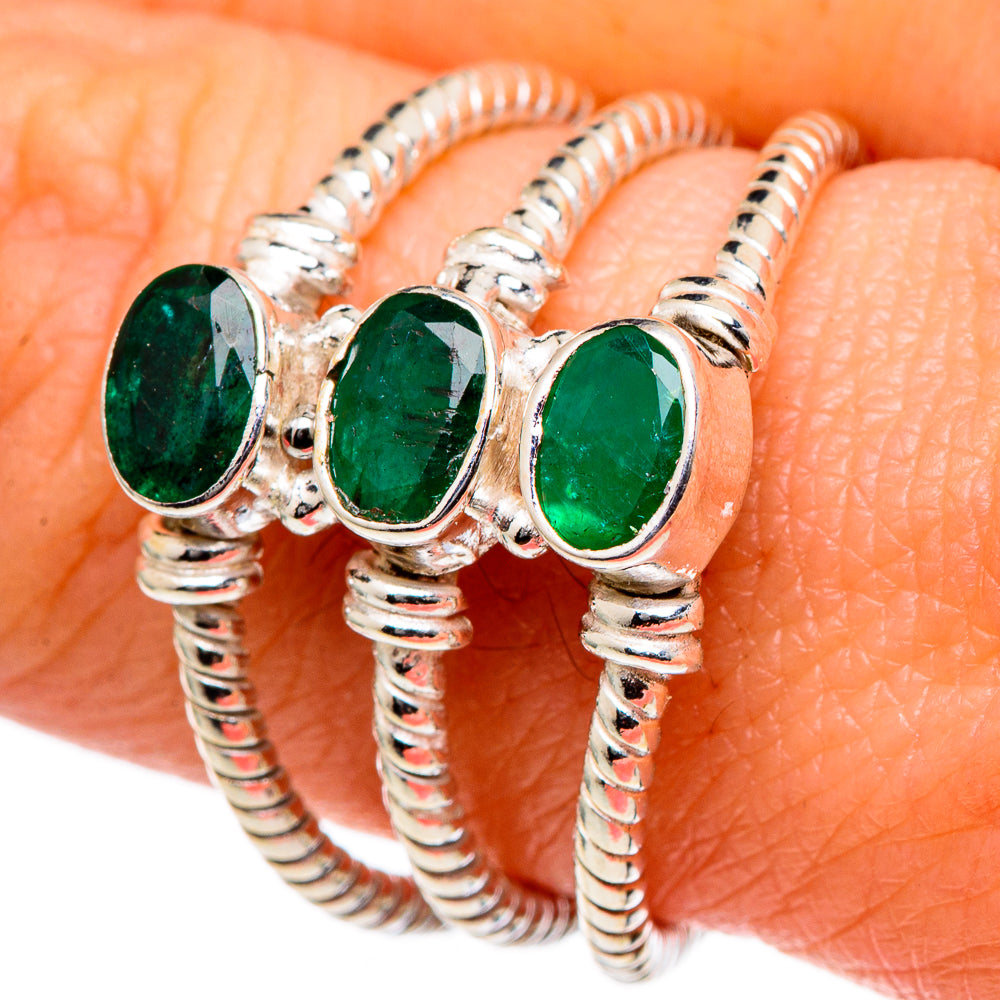 Zambian Emerald Rings handcrafted by Ana Silver Co - RING98347