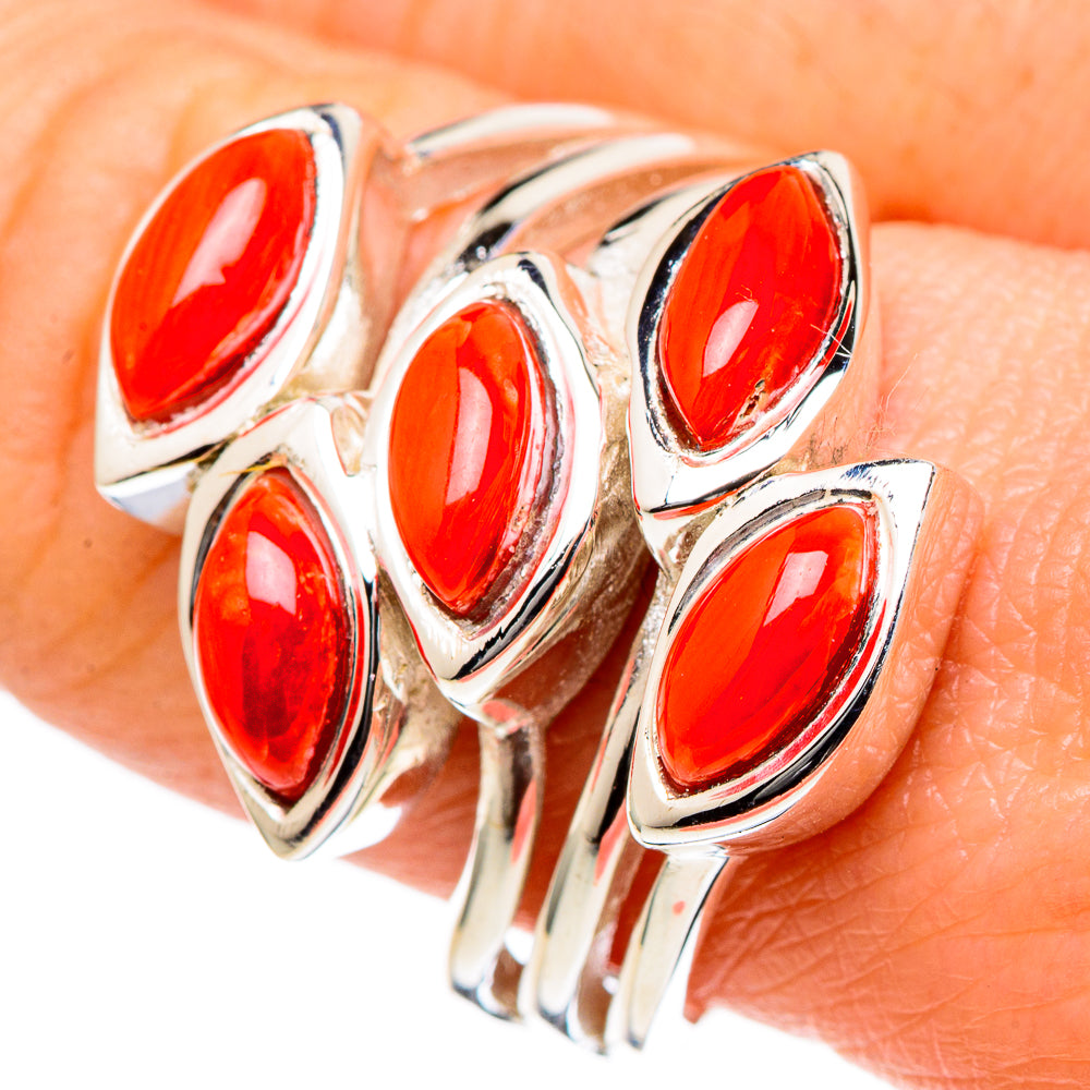 Mediterranean Red Coral Rings handcrafted by Ana Silver Co - RING98356