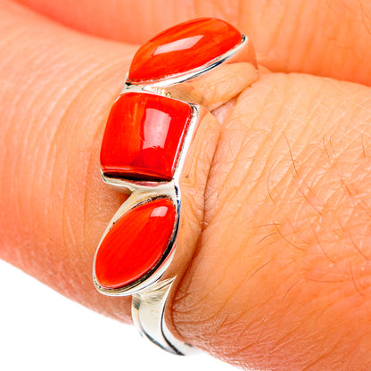 Mediterranean Red Coral Rings handcrafted by Ana Silver Co - RING98357