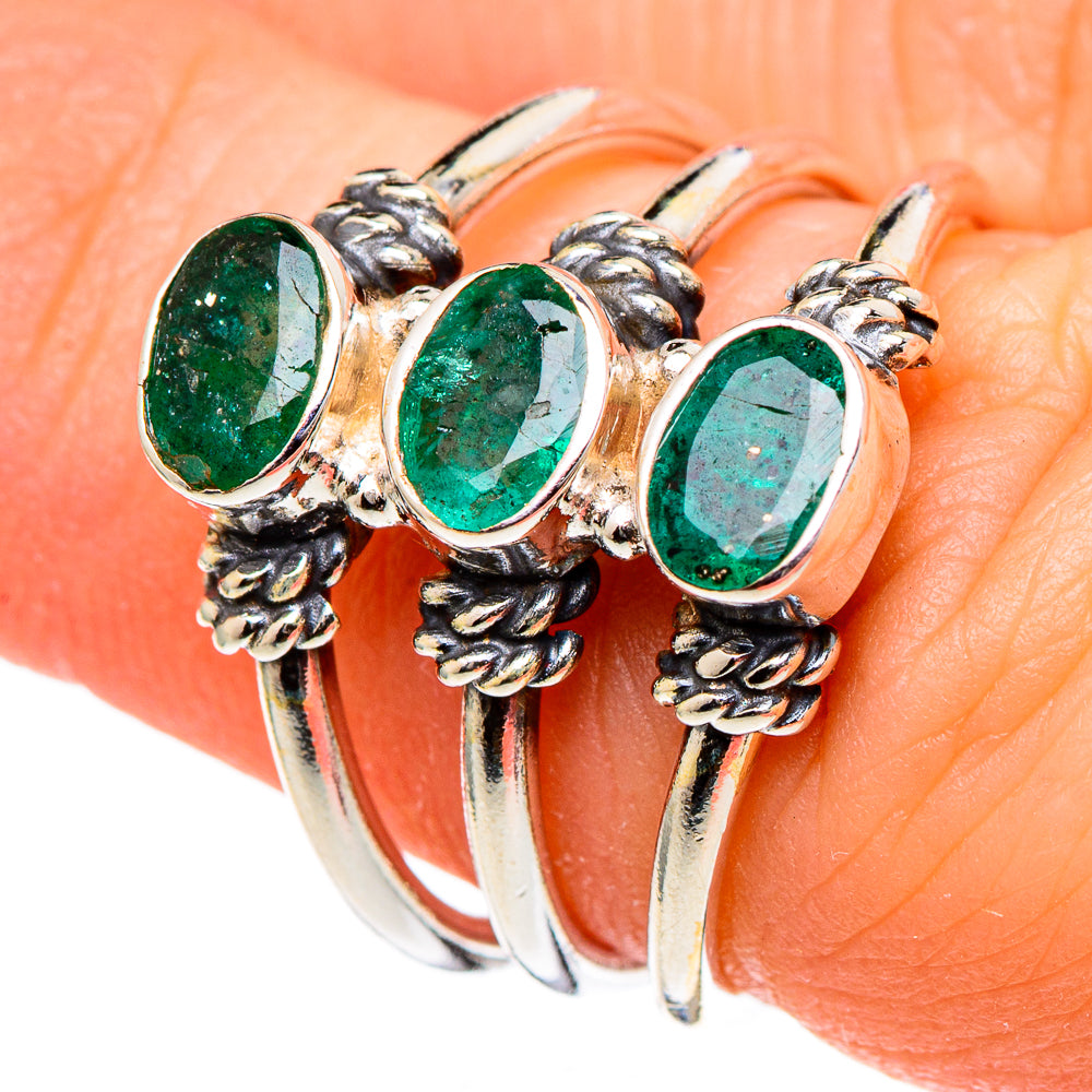 Zambian Emerald Rings handcrafted by Ana Silver Co - RING98386