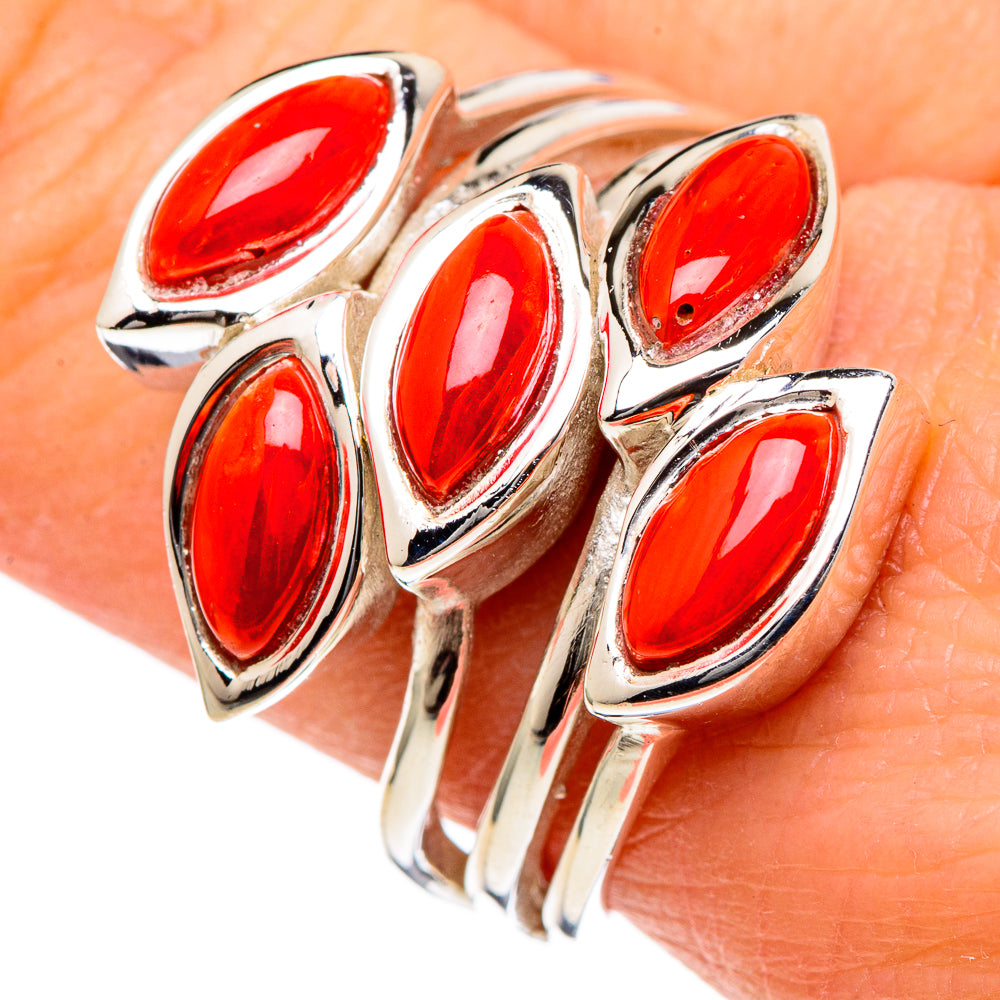 Mediterranean Red Coral Rings handcrafted by Ana Silver Co - RING98396