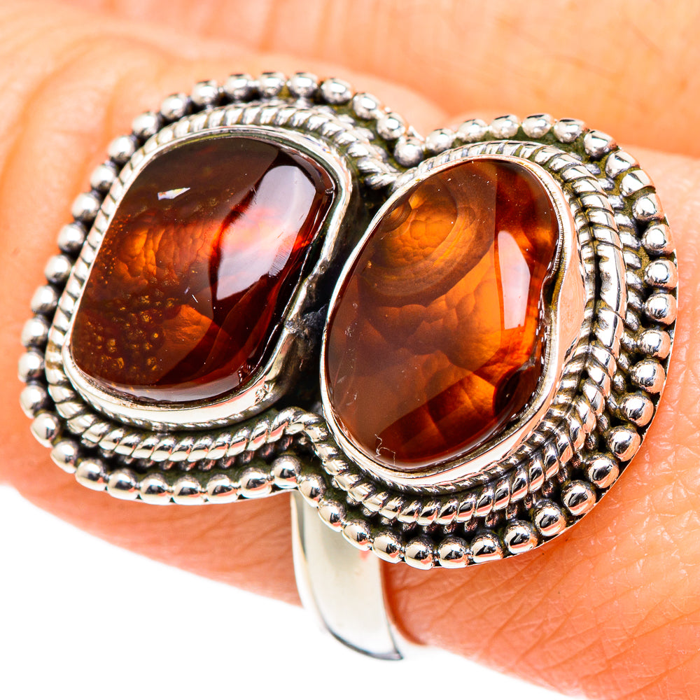 Mexican Fire Agate Rings handcrafted by Ana Silver Co - RING98425
