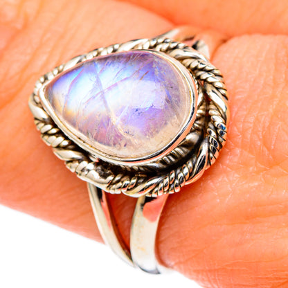 Rainbow Moonstone Rings handcrafted by Ana Silver Co - RING98447