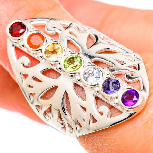 Multi-stone Rainbow Chakra Rings handcrafted by Ana Silver Co - RING98448