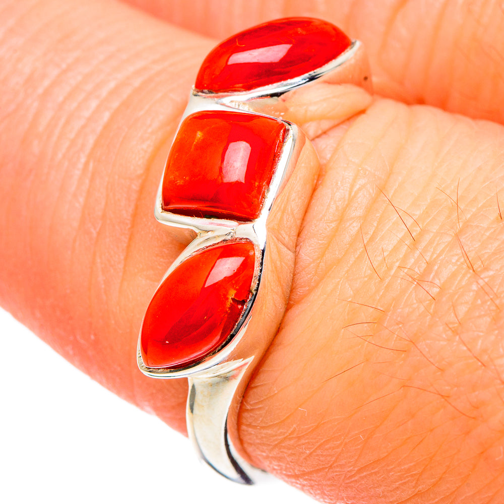 Mediterranean Red Coral Rings handcrafted by Ana Silver Co - RING98465