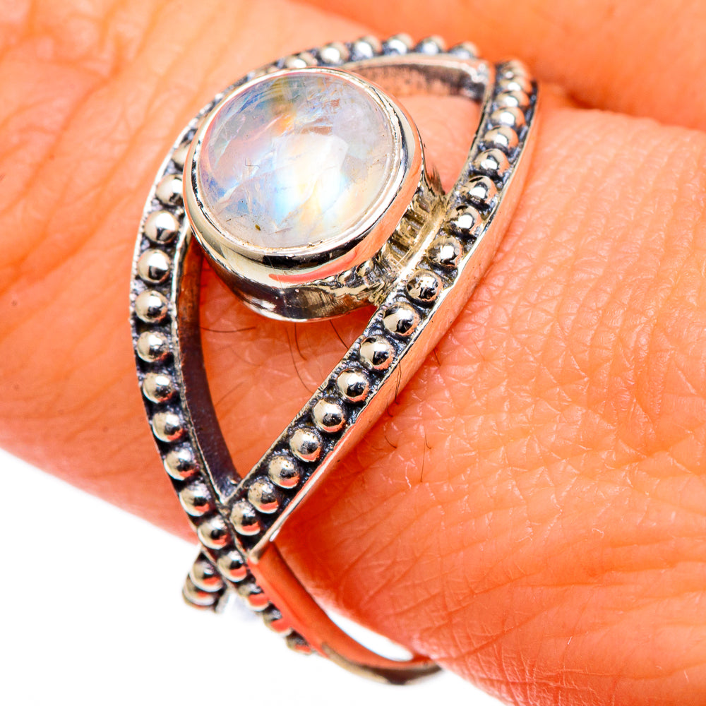Rainbow Moonstone Rings handcrafted by Ana Silver Co - RING98479