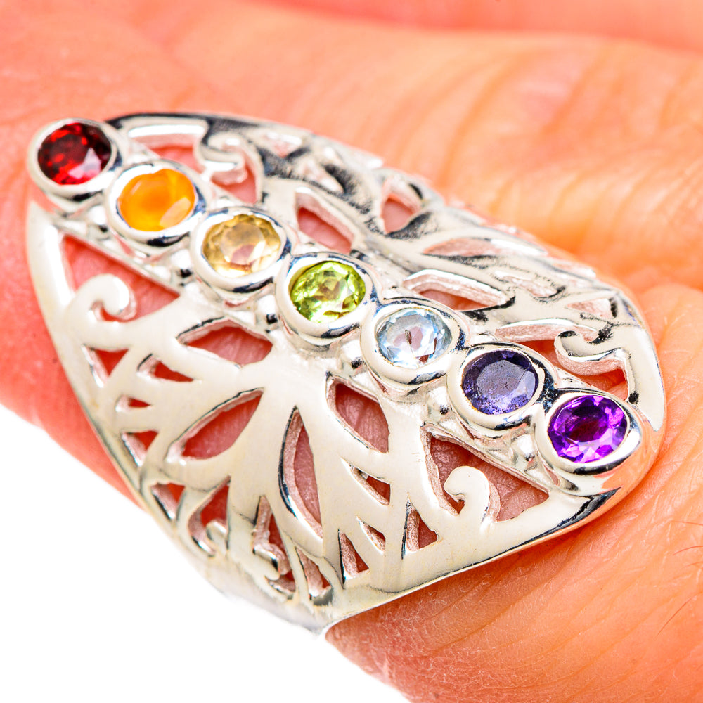 Multi-stone Rainbow Chakra Rings handcrafted by Ana Silver Co - RING98480