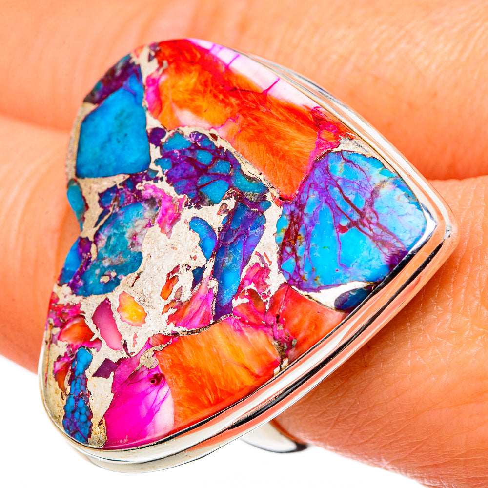 Kingman Pink Dahlia Turquoise Rings handcrafted by Ana Silver Co - RING98563